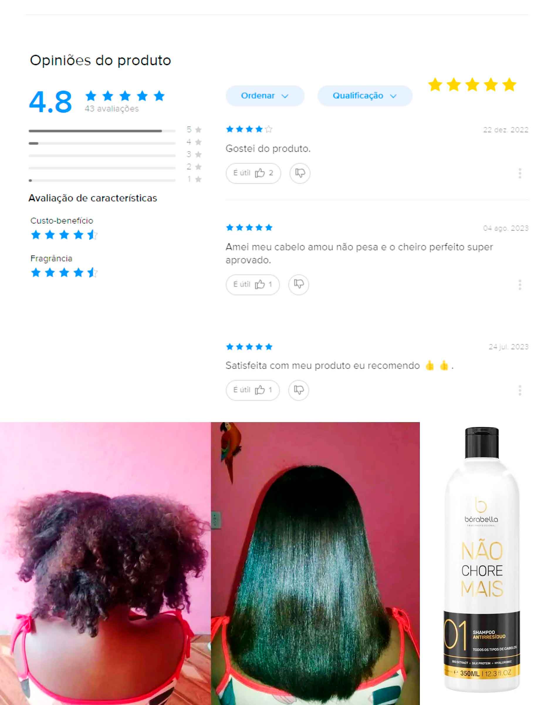 Shampoo Anti Resíduo Borabella Não Chore Mais Passo 1 Abre Cutículas 350ml