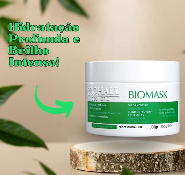 Máscara Ultra Hidratante Brilho Efeito Teia - Biomask Máscara Prohall 300g