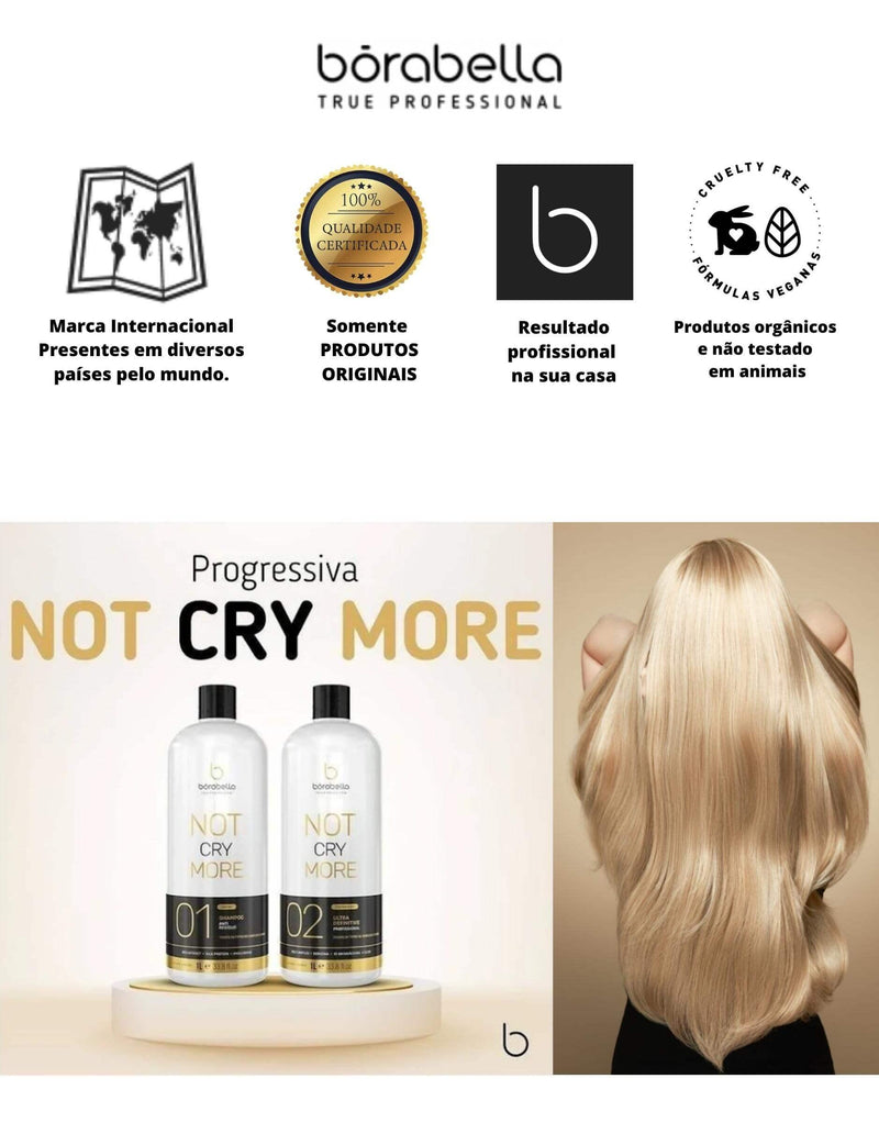 Kit Progressiva Não Chore Mais 19 Aminoácidos Profissional Borabella (Shampoo + Tratamento) 1L