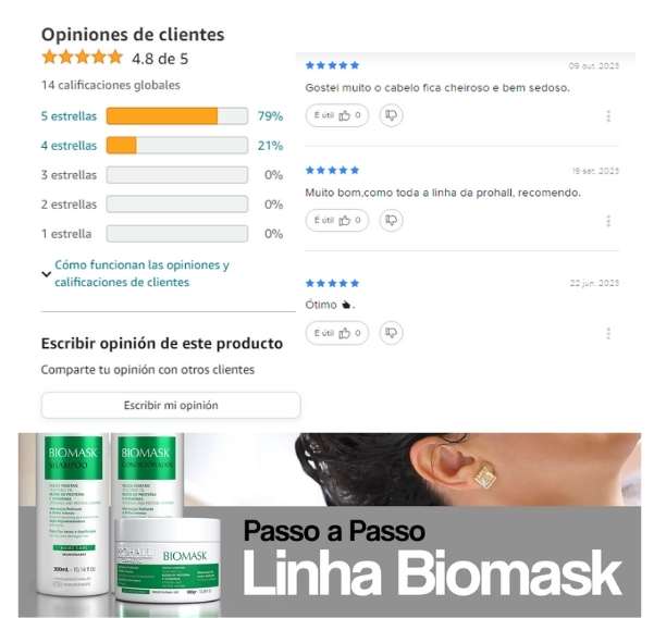 Shampoo Nutrição e Limpeza Profunda Home Care - Biomask Prohall 300ml