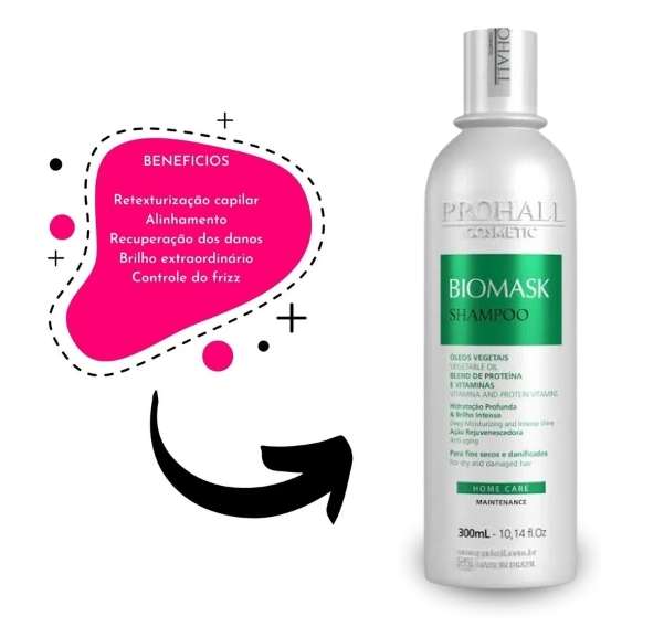 Shampoo Nutrição e Limpeza Profunda Home Care - Biomask Prohall 300ml