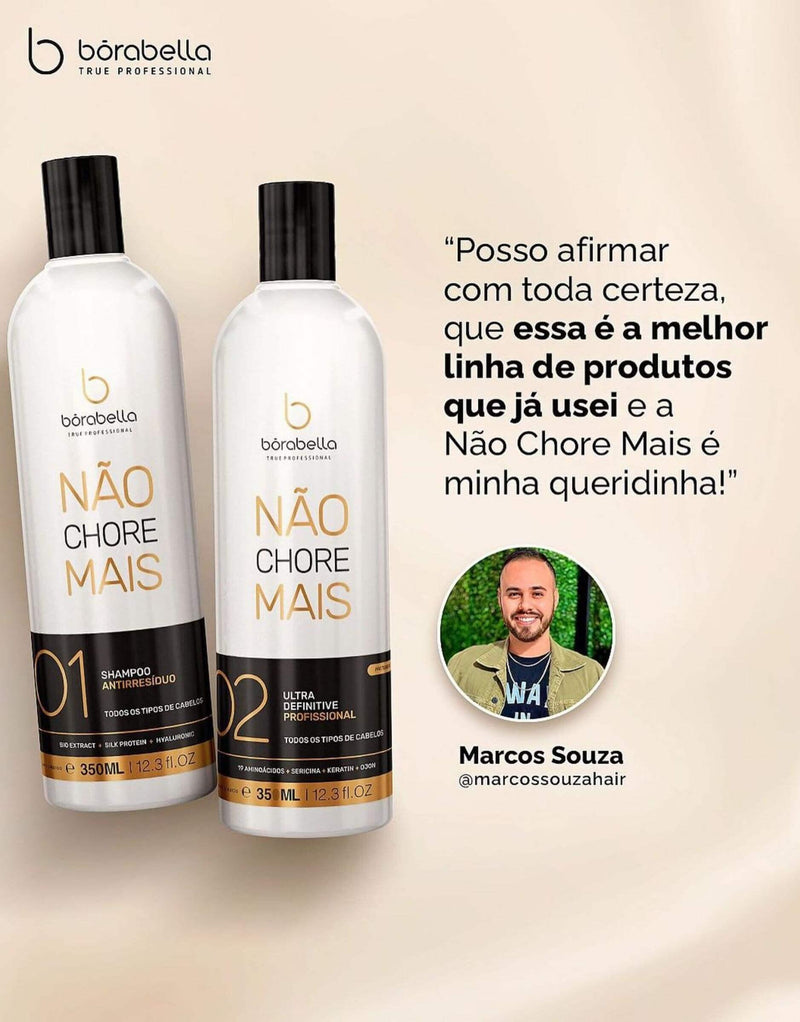 Kit Progressiva Não Chore Mais 19 Aminoácidos Profissional Borabella (Shampoo + Tratamento) 350ML