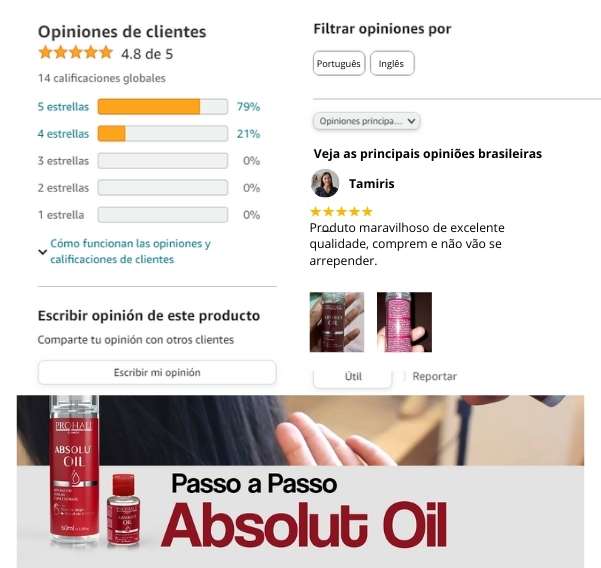 Óleo Reparador de Pontas Sérum Finalizador - Absolut Oil Prohall 60ml