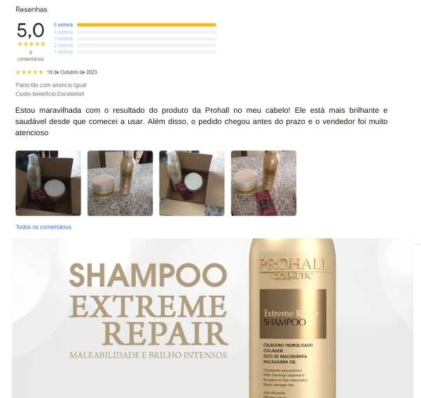 Shampoo Ultra Nutritivo Extreme Repais Prohall 1L