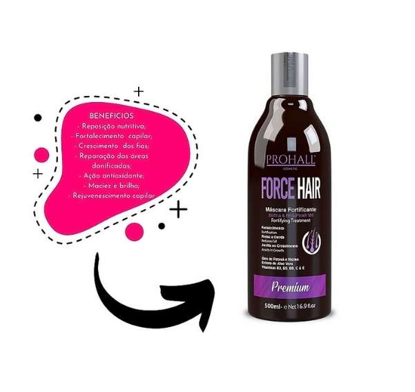 Máscara Fortificante Anti Queda Force Hair Prohall 500ml