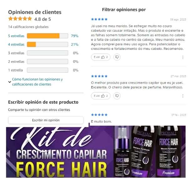 Tônico Anti Queda para Crescimento Acerelado Force Hair Prohall 150ml