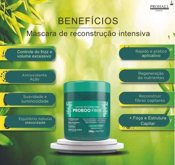 Máscara Reconstrutora Vegana Proboo Fiber Prohall 500g