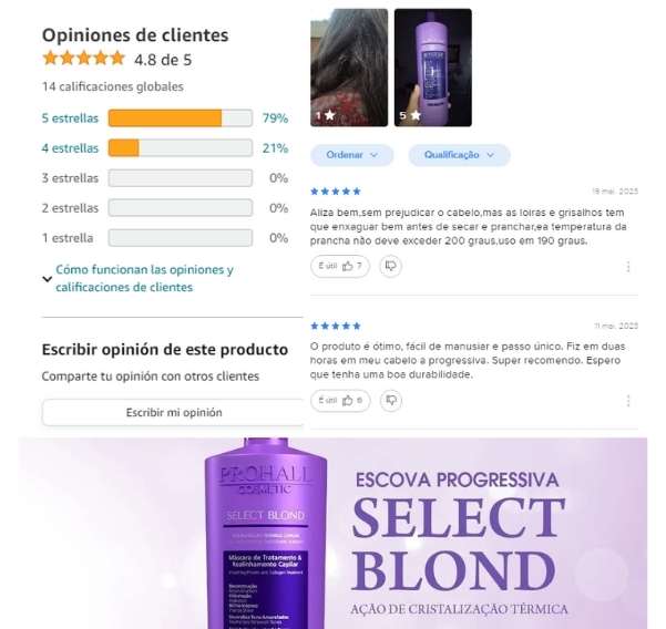 Progressiva Matizadora Sem Formol para Loiras Select Blond Prohall 1L