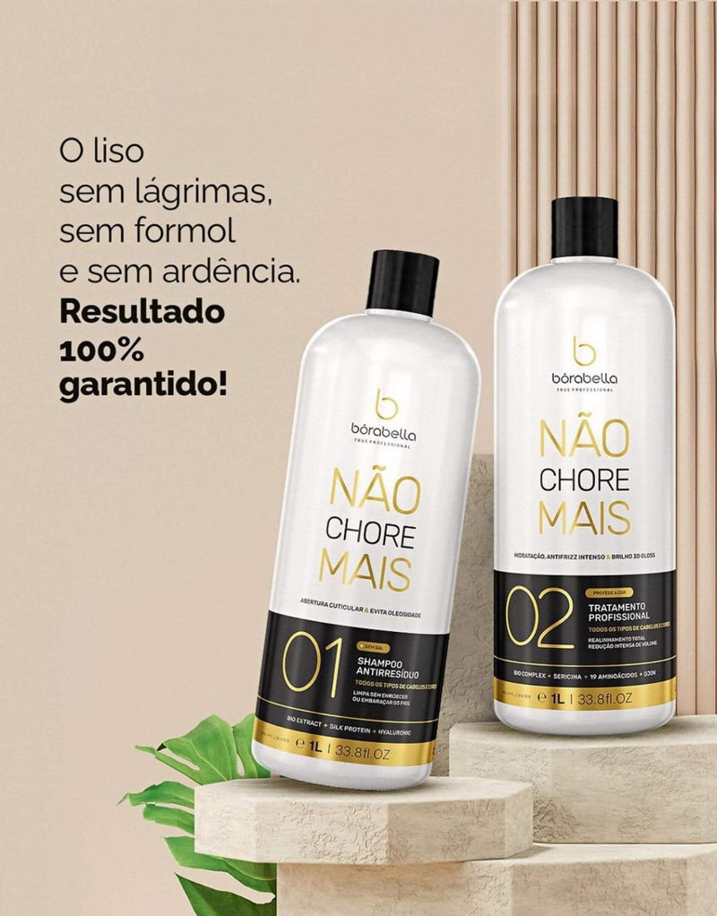 Kit Progressiva Não Chore Mais 19 Aminoácidos Profissional Borabella (Shampoo + Tratamento) 1L