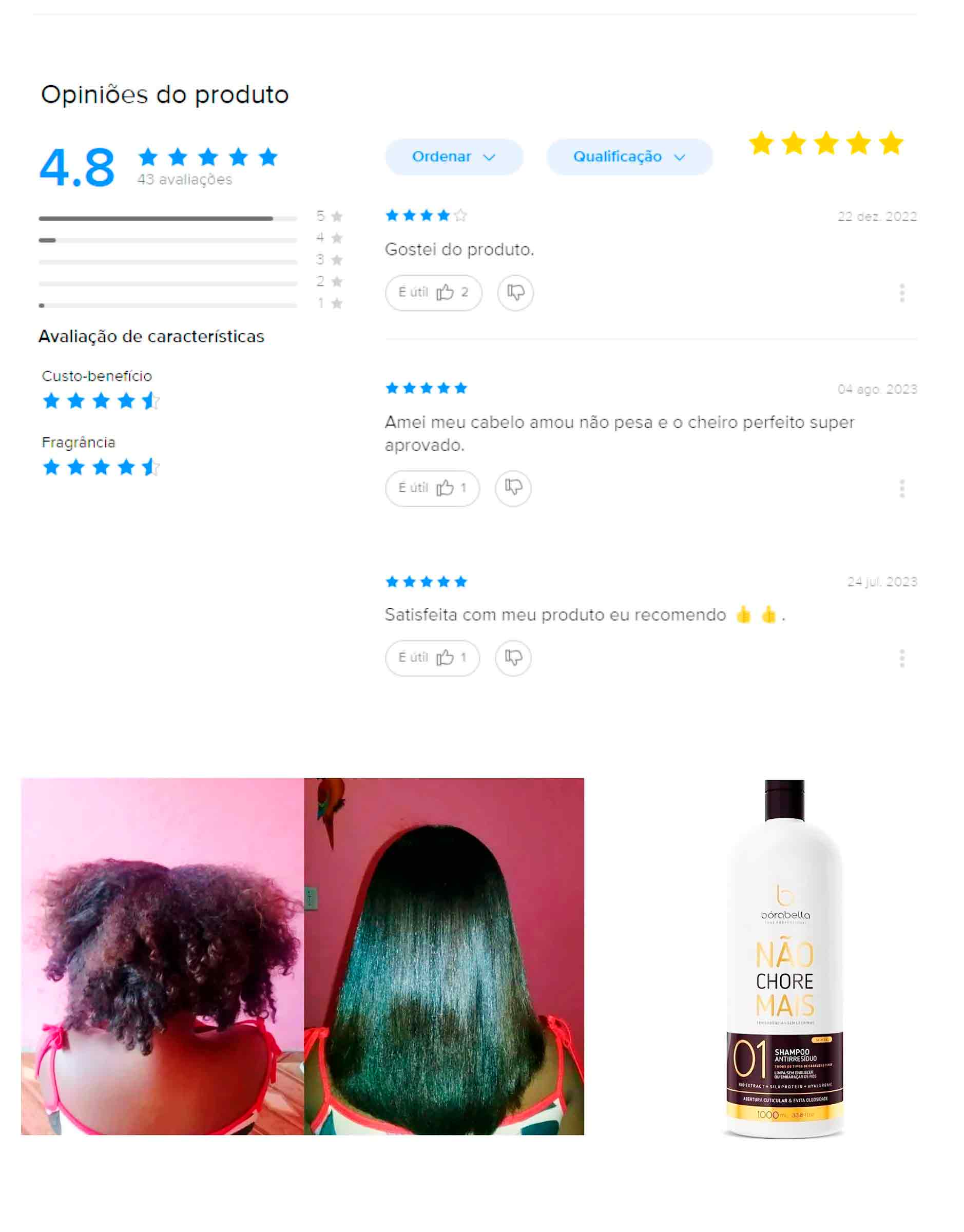 Shampoo Anti Resíduo Borabella Não Chore Mais Passo 1 Abre Cutículas 1 Litro