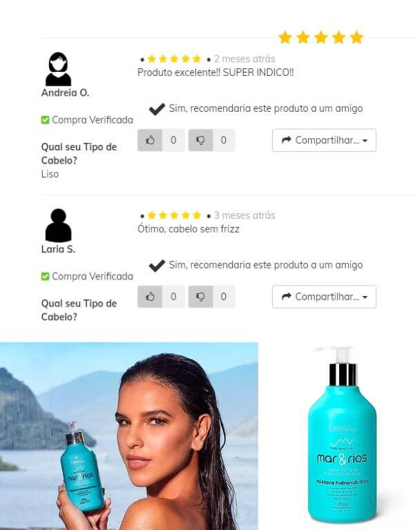 Máscara Capilar Hidronutritiva Mar&Rios Forever Liss 250g