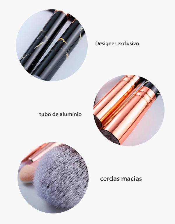 Kit: 15 Pincéis para Maquiagem de Olhos, Sombrancelhas e Blush